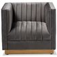 Baxton Studio Aveline Arm Chair with Brushed Gold Frame in Grey, , large