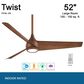 Minka-Aire Twist 52" Ceiling Fan with LED Light in Distressed Koa, , large