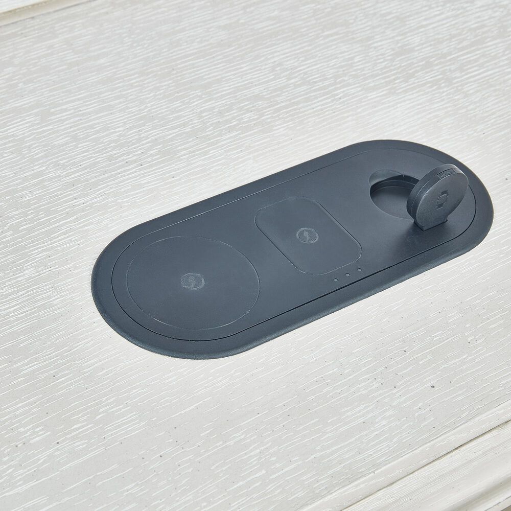 Sasha Lee 3-Drawer Tech Nightstand with LED Lighting in Brushed White, , large