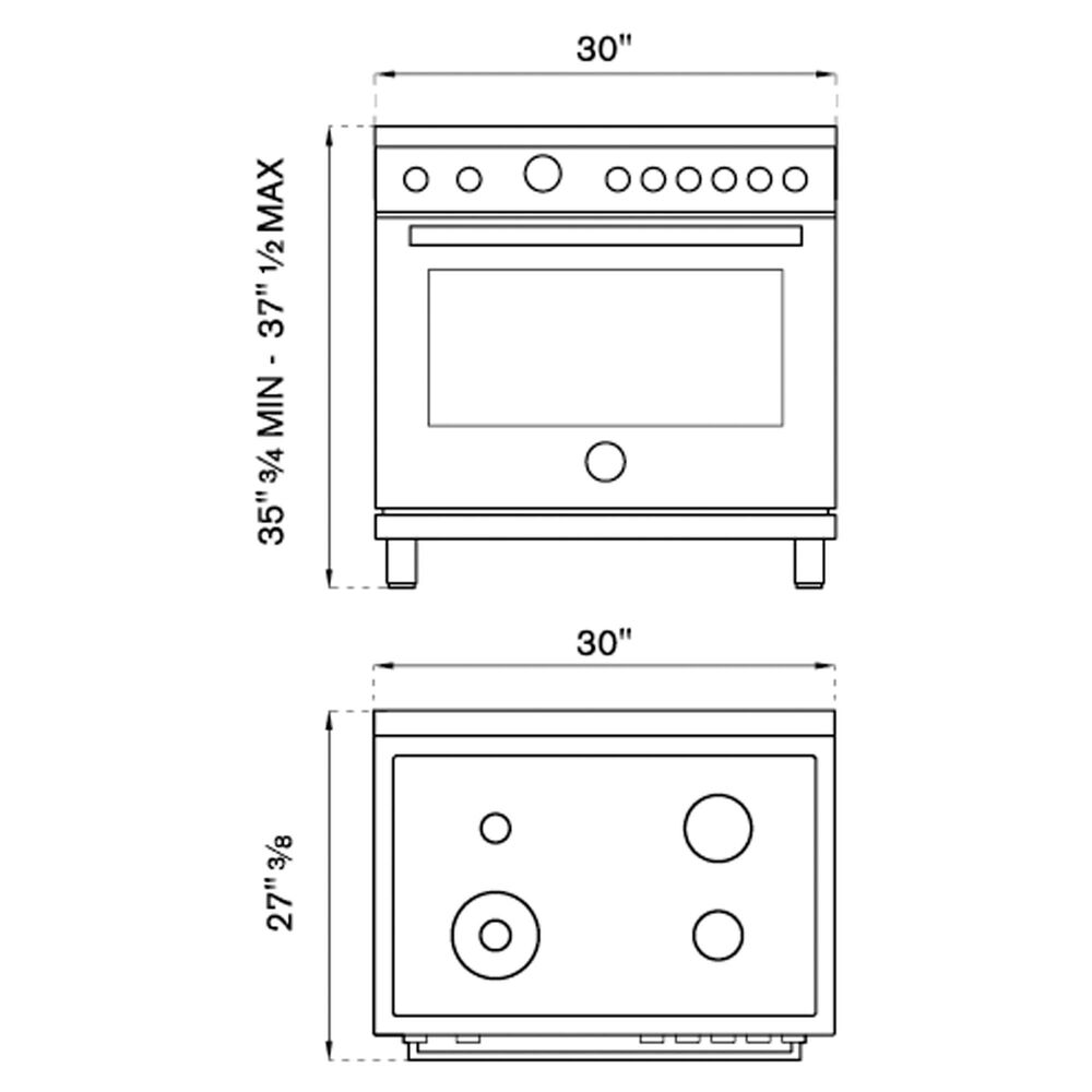Bertazzoni 30" Professional Gas Range in Stainless Steel NFM