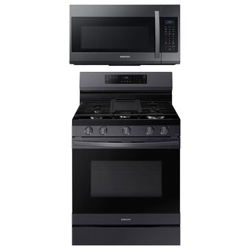 Samsung 2-Piece Kitchen Package with 6 Cu. Ft. Gas Range and Microwave in Black Stainless Steel, , large