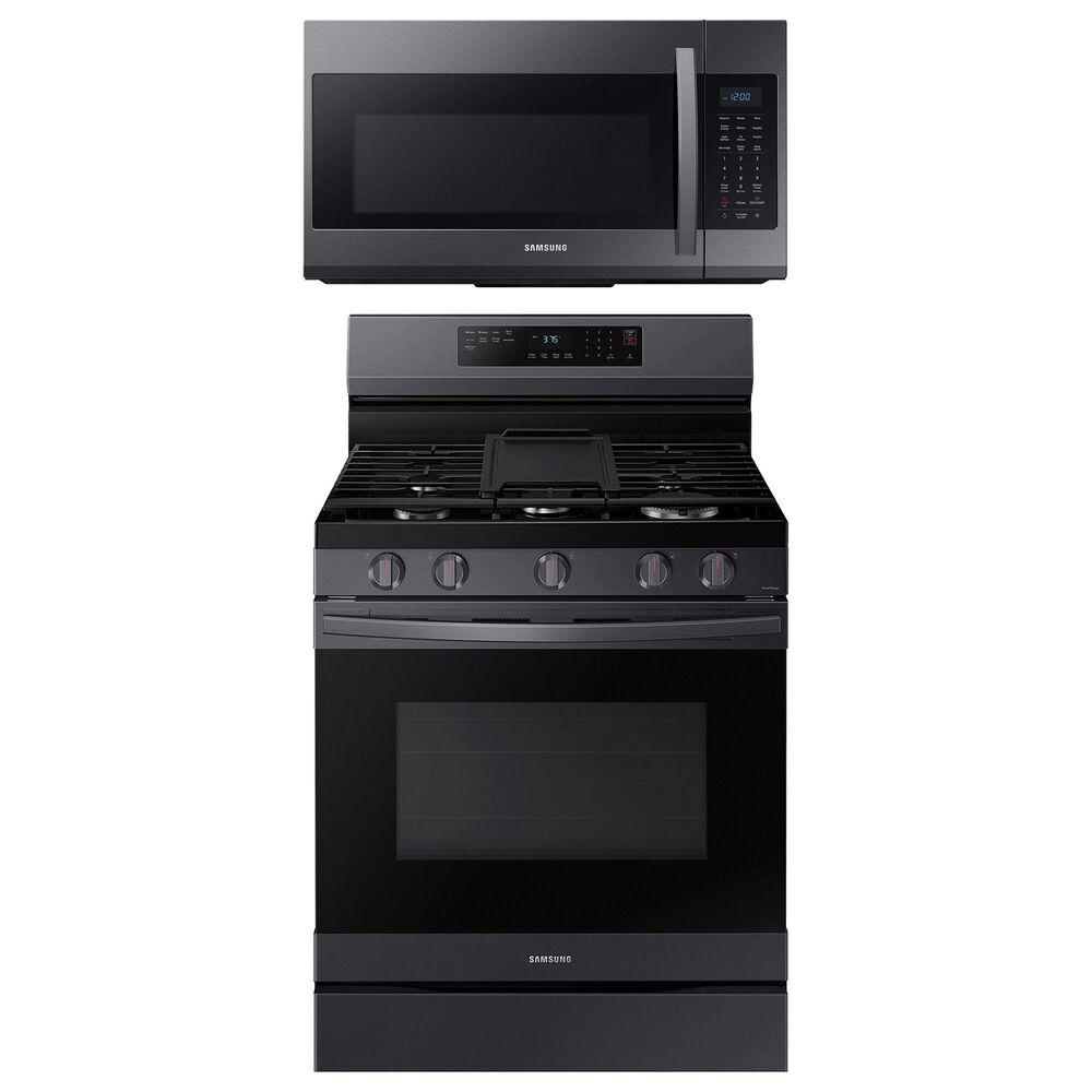 Samsung 2-Piece Kitchen Package with 6 Cu. Ft. Gas Range and Microwave in Black Stainless Steel, , large