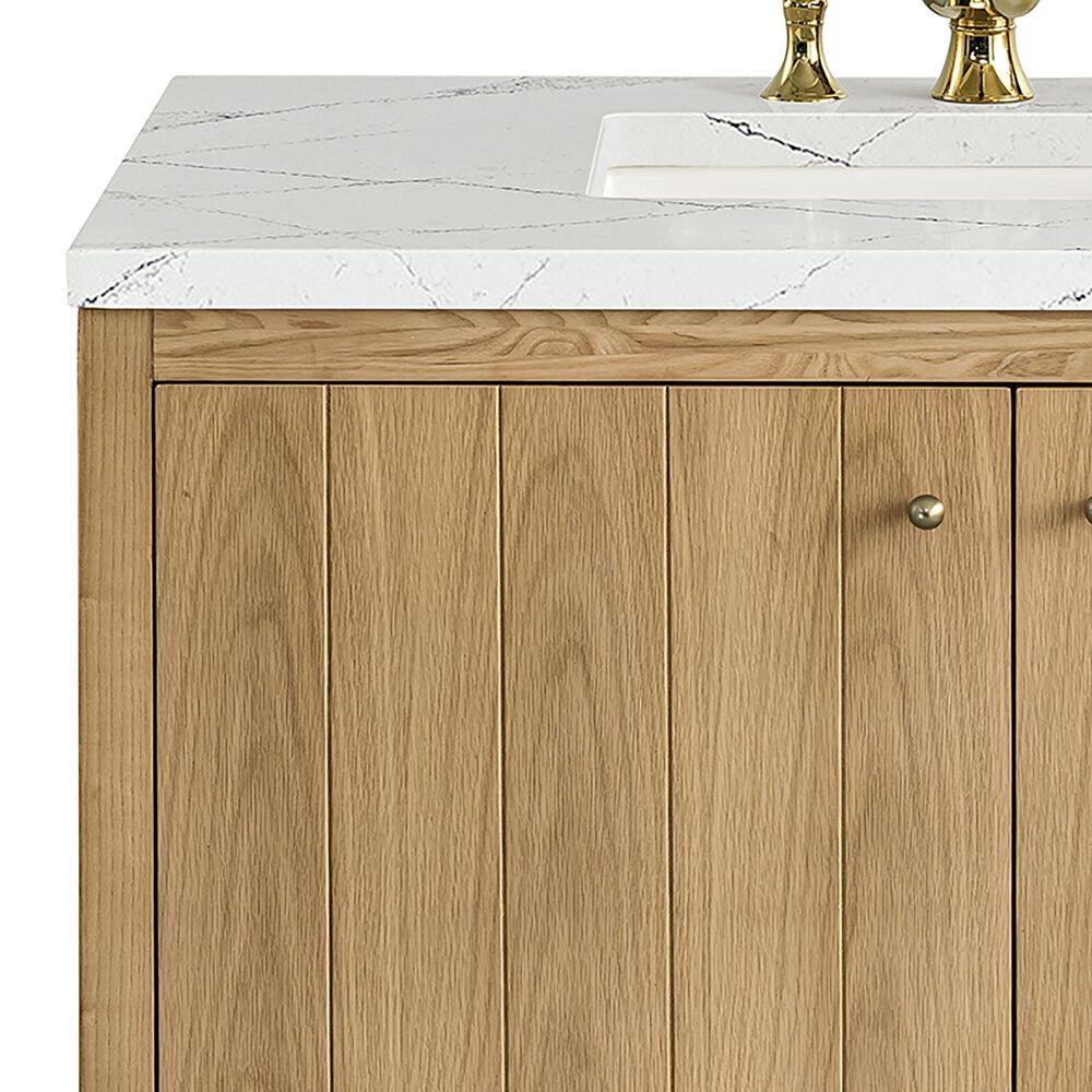 James Martin Vanities Hudson 36&quot; Single Bathroom Vanity in Light Natural Oak with 3 cm Ethereal Noctis Quartz Top and Rectangular Sink, , large