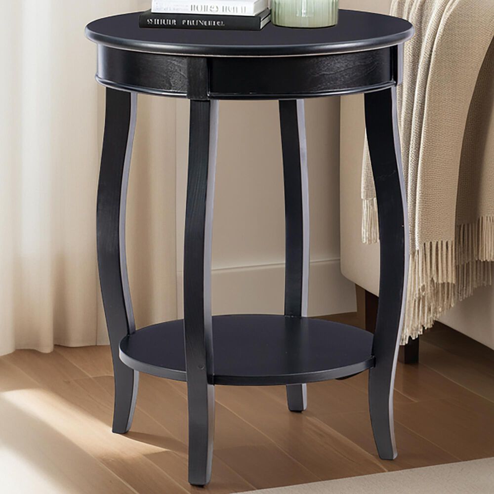 Linon Home Decor Rainbow Round Side Table in Black, , large