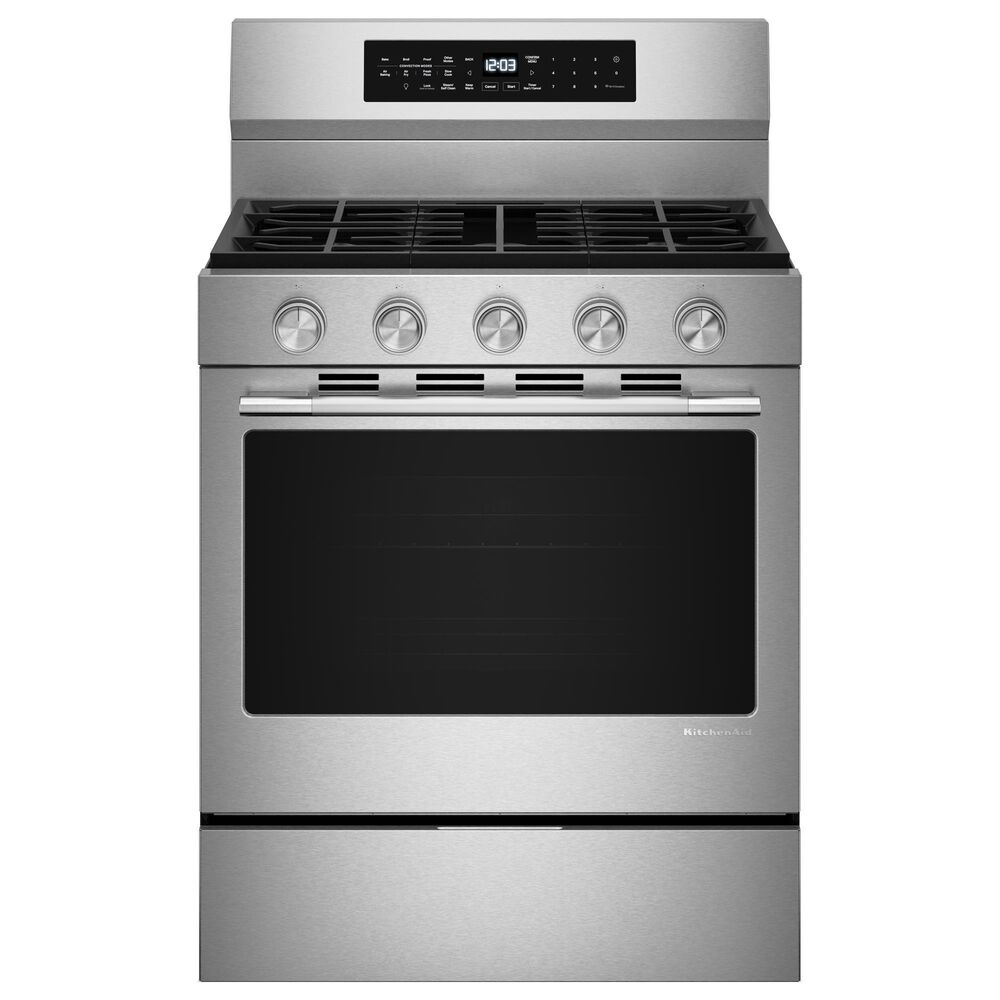 KitchenAid 5.0 Cu. Ft. Smart Freestanding Gas Range with Convection Cooking Modes in Fingerprint Resistant Stainless Steel, , large