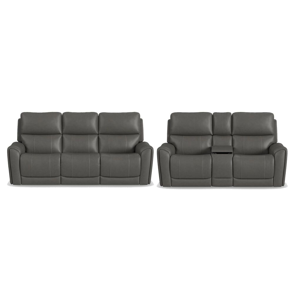 Flexsteel Carter Power Reclining Loveseat in Gray, , large