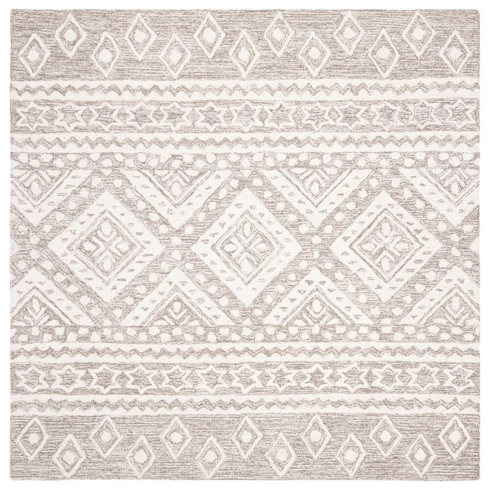 Safavieh Micro-Loop 5" Square Dark Gray and Ivory Area Rug, , large