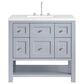 James Martin Vanities Breckenridge 36" Single Bathroom Vanity in Serenity Blue with 3 cm White Zeus Quartz Top and Rectangular Sink, , large