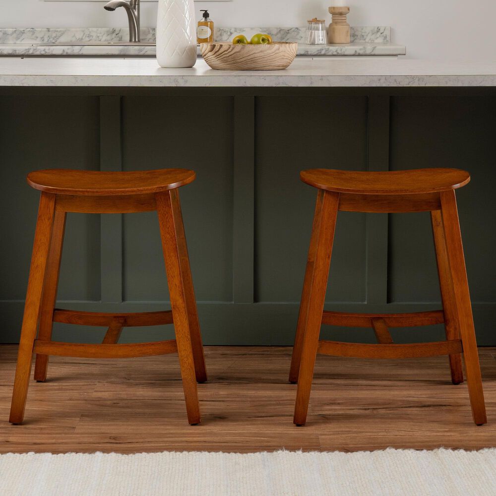 Linon Home Decor Culver Counter Stool in Brown (Set of 2), , large
