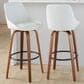 LumiSource Diana 30" Swivel Barstool with White Faux Leather Upholstery in Walnut and Black (Set of 2), , large