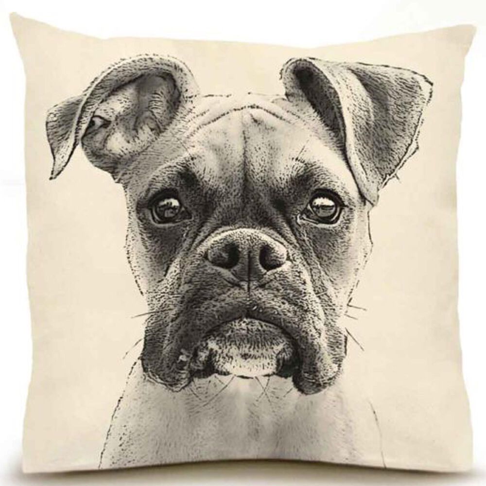 Eric & Christopher Boxer Dog 20" x 20" Throw Pillow in Natural, , large
