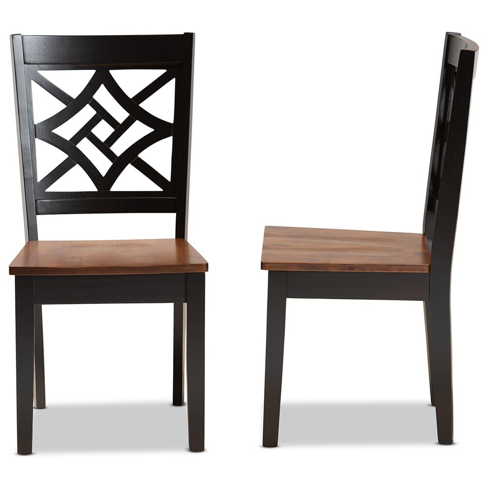 Baxton Studio Nicolette Side Chair in Dark Brown and Walnut Brown (Set of 2), , large