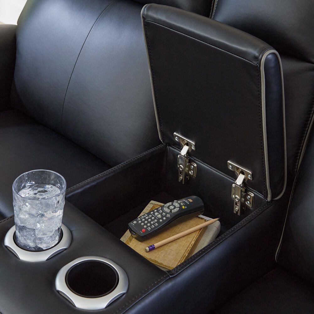Ashley 5Z-Comfort Power Reclining Loveseat Console in Onyx, , large