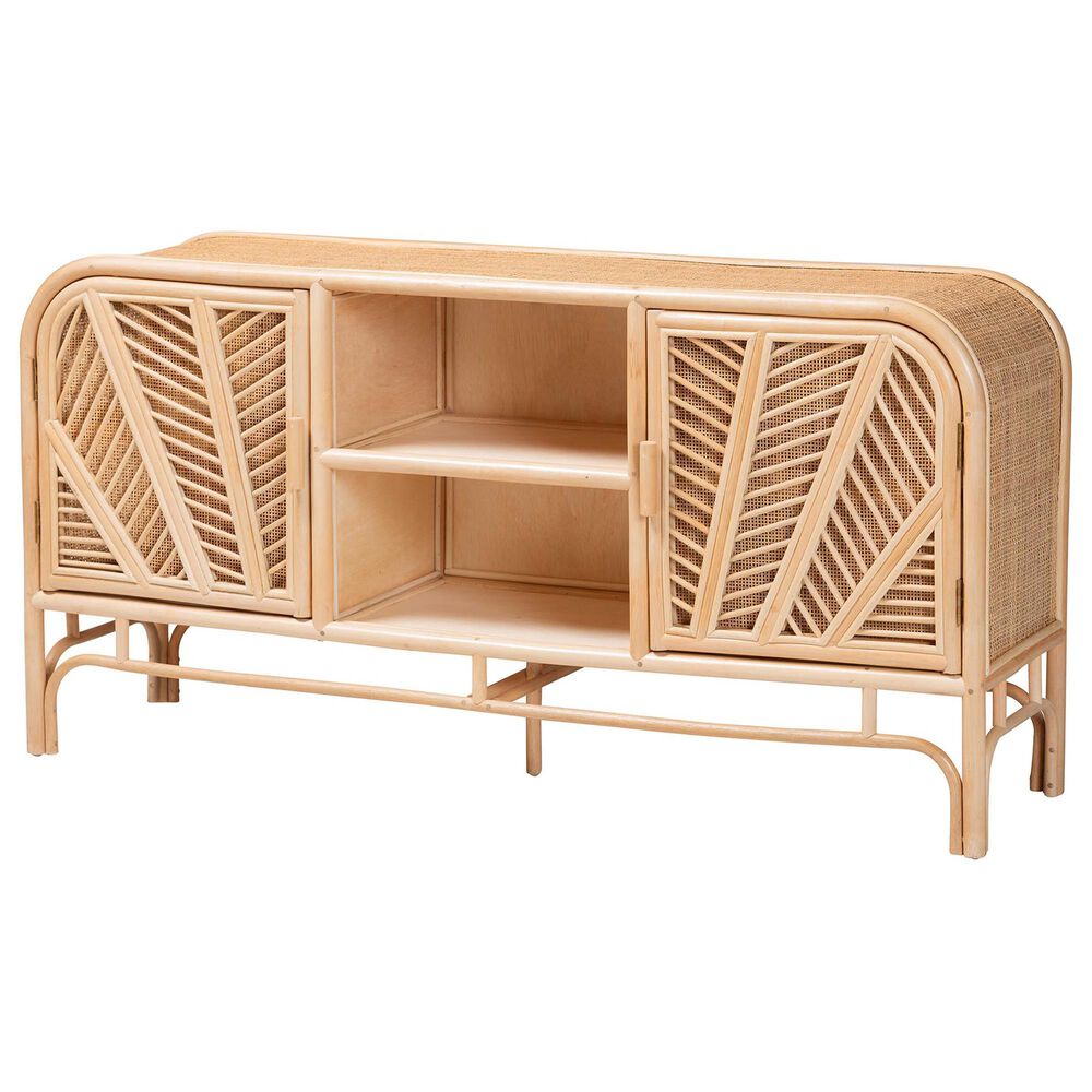 Baxton Studio Carabella 2-Door Rattan Storage Cabinet in Natural, , large