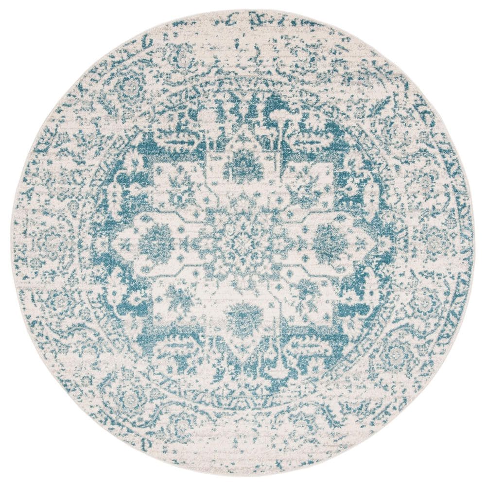 Safavieh Madison MAD603J 5" Round Teal and Ivory Area Rug, , large