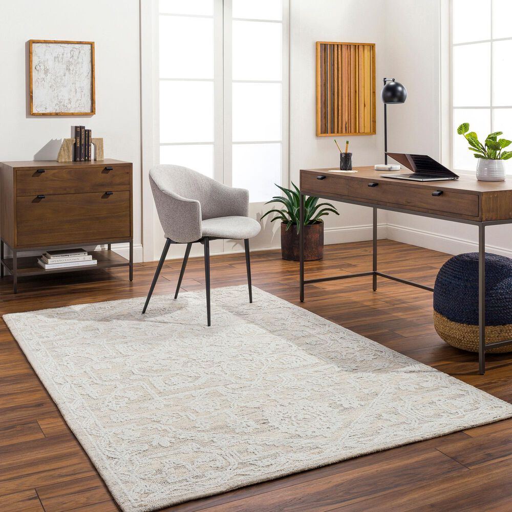 Surya Piazza PZZ-2304 6&#39; x 9&#39; White, Beige, Charcoal, Light Grey Area Rug, , large