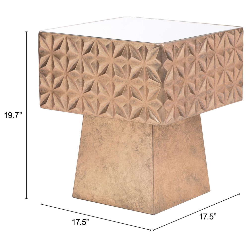 Zuo Modern Mayan Side Table in Bronze and Mirrored, , large
