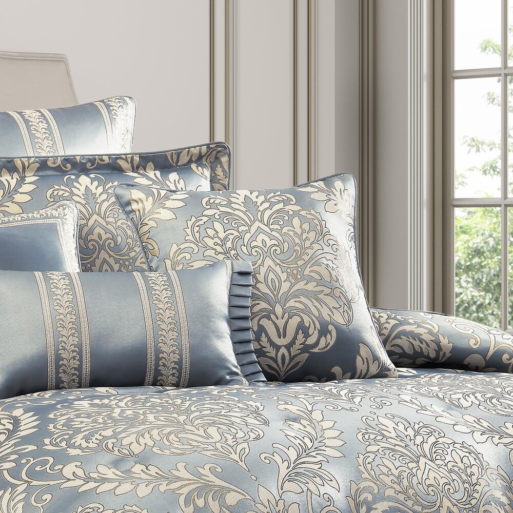 J. Queen New York Lorenzo 20&quot; Square Throw Pillow in Cream and Blue, , large