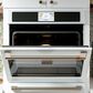 Cafe 30"" Built-In Convection Single Wall Oven with Brushed Bronze Handle in Matte White, , large