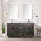 Lexora Home Abbey 60" Double Bathroom Vanity in Brown Oak with 2 cm White Carrara Marble Top and Rectangular Sinks, , large