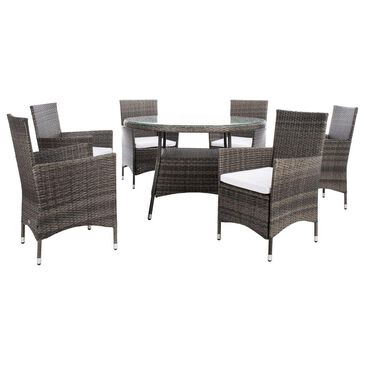 Safavieh Torus 7-Piece Patio Dining Set in Gray Brown, , large