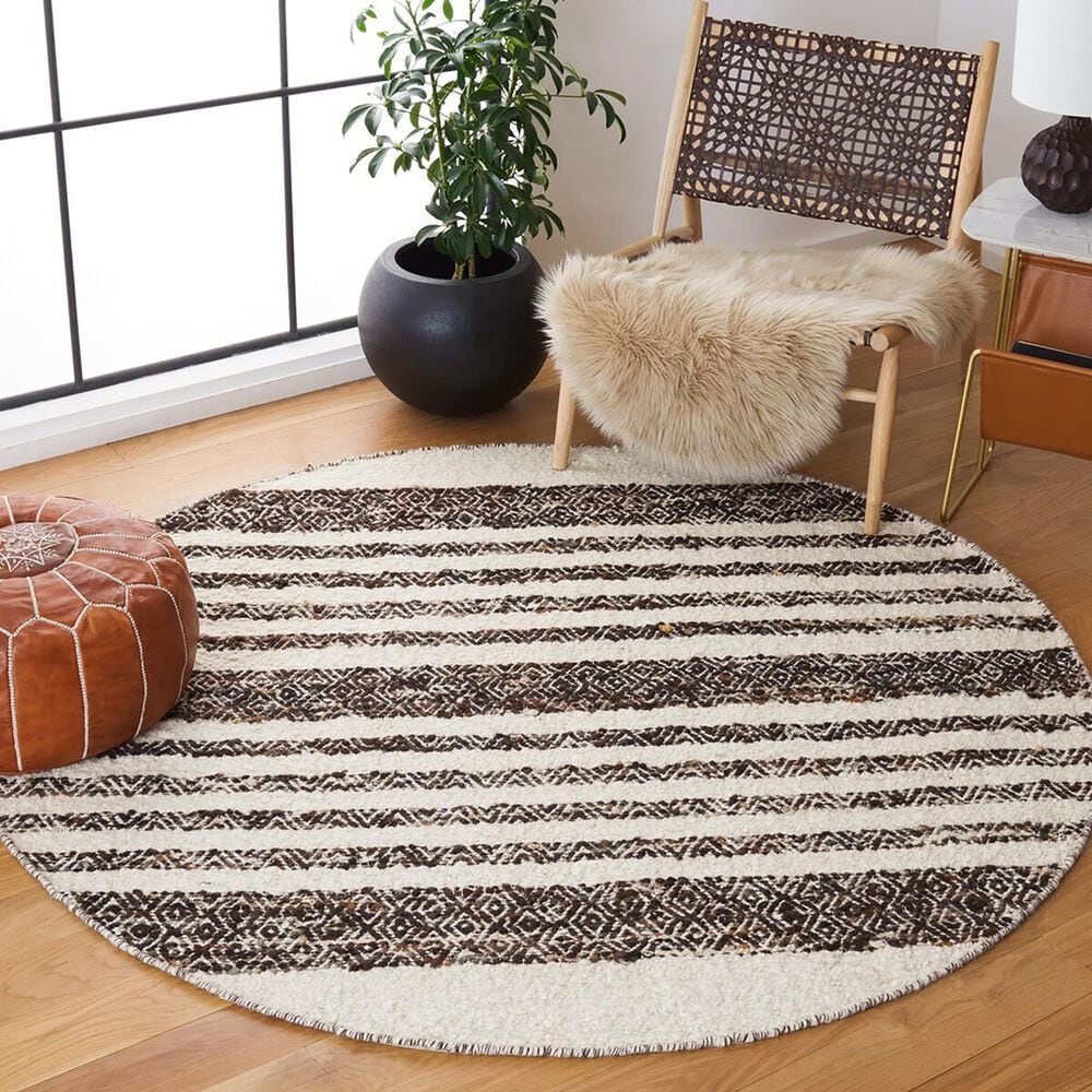 Safavieh Natura NAT329Z 6&#39; Round Black and Ivory Area Rug, , large
