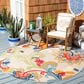 Safavieh Cabana CBN305A 6"7" Round Ivory and Blue Indoor/Outdoor Area Performance Rug, , large