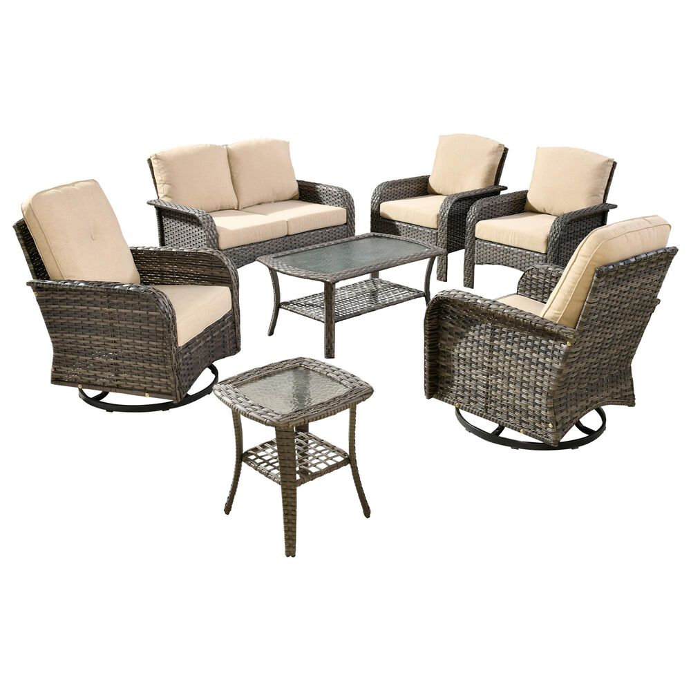 HOMLUX 7-Piece Patio Conversation Set in Beige, , large