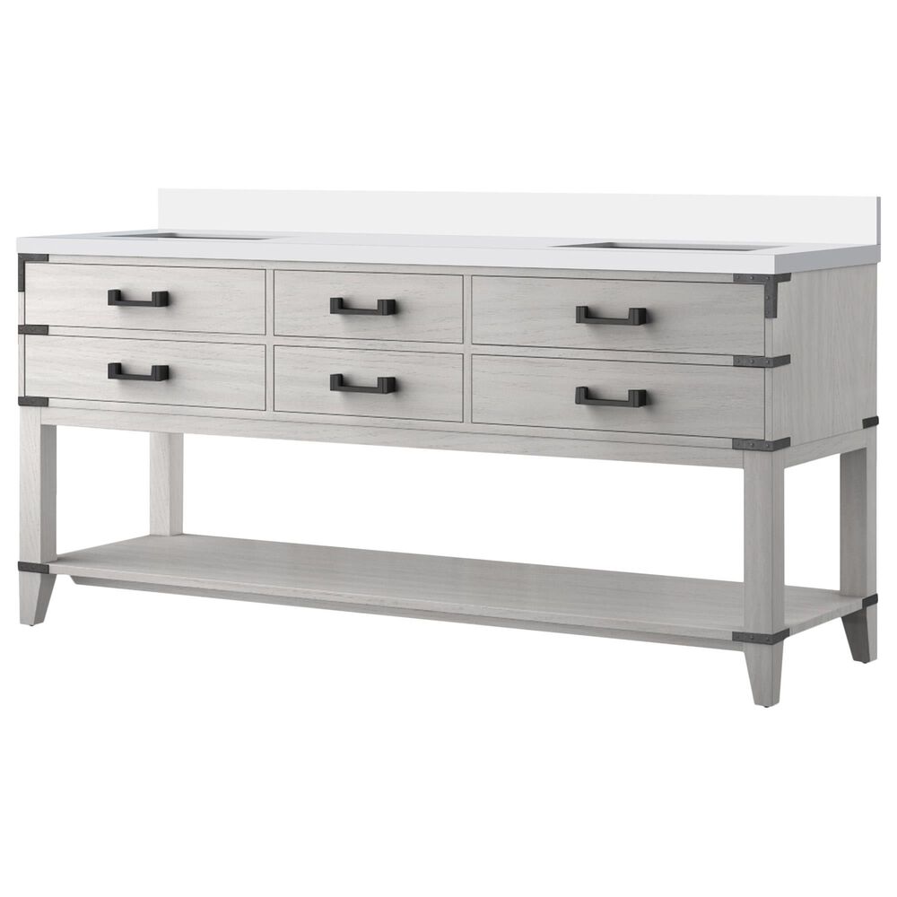 Lexora Home Norwalk 72" Double Bathroom Vanity in White Oak with White Quartz Top and Rectangular Sinks, , large