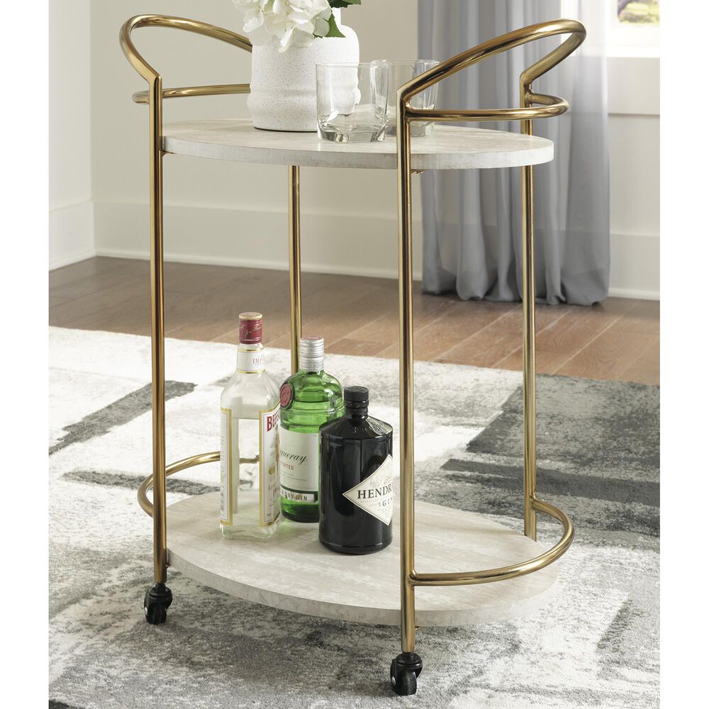 Ashley Tarica Bar Cart in Cream and Gold, , large