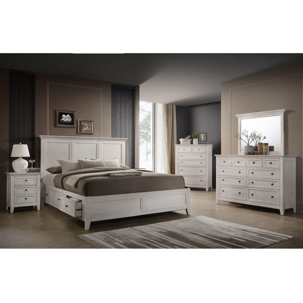 Hawthorne Furniture San Mateo 5-Piece King Storage Bedroom Set in Rustic White, , large