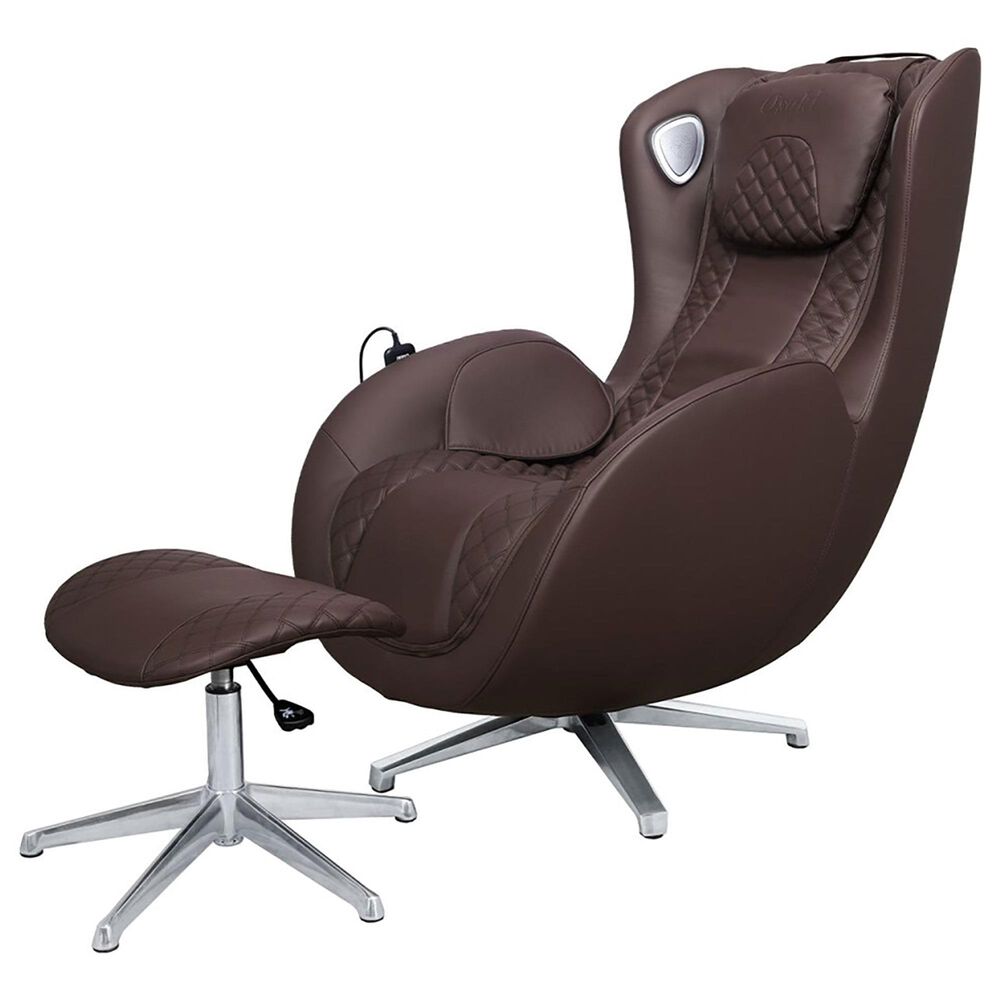 Osaki Bliss Vegan Leather Massage Ottoman in Brown, , large