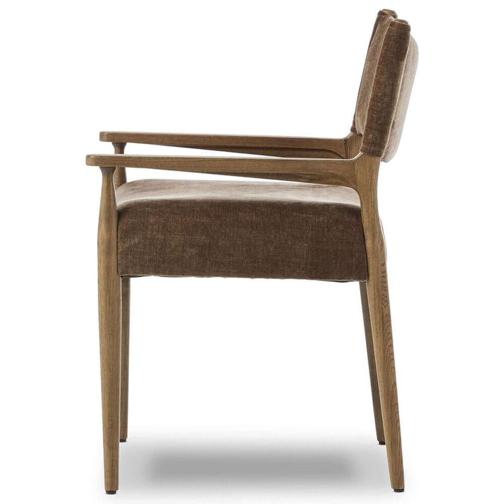 Four Hands Jayla Dining Arm Chair with Altair Mushroom Fabric in Toasted Oak, , large