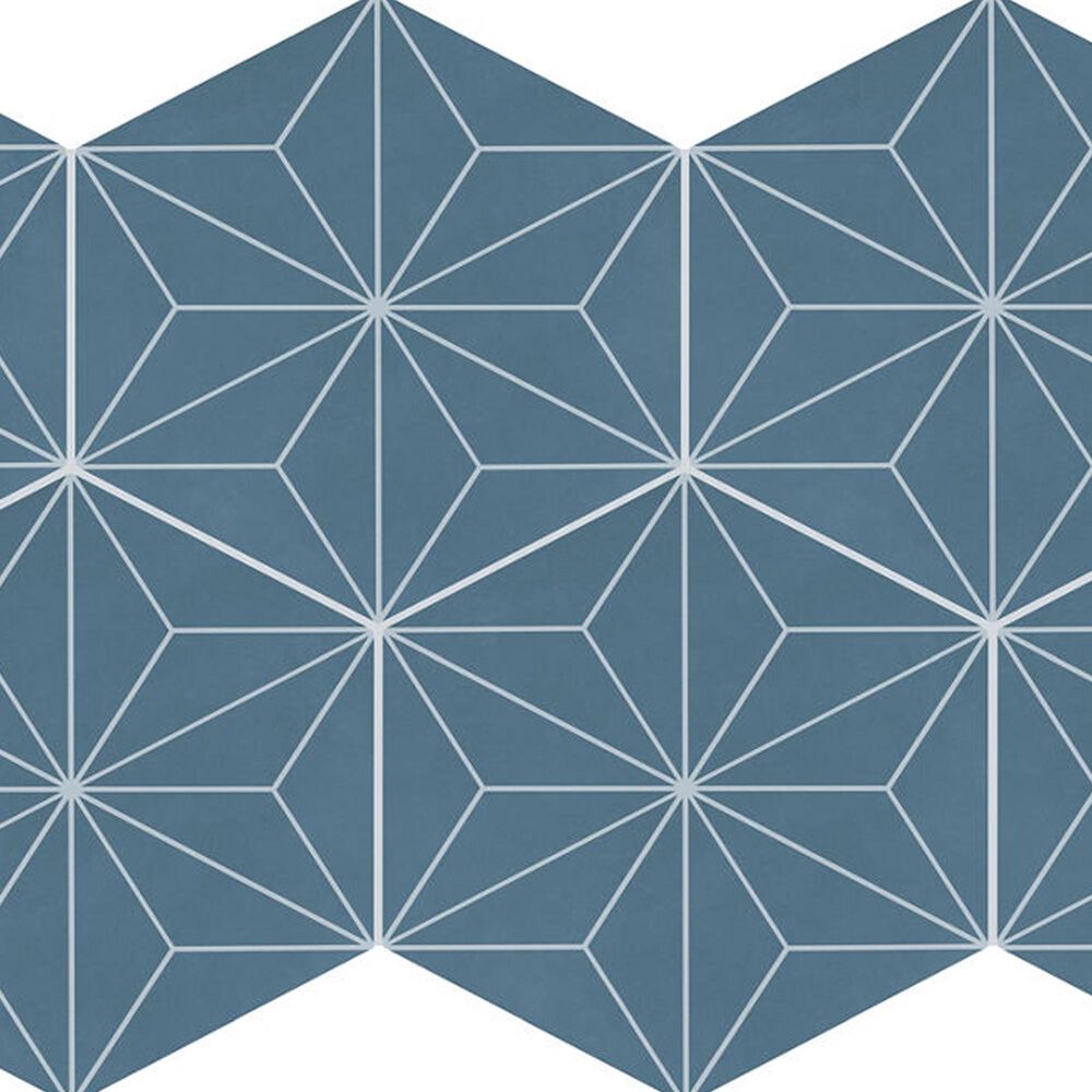 Dal-Tile Scrapbook Keepsake Blue Asanoha 8&quot; x 9&quot; Hexagon Porcelain Tile, , large