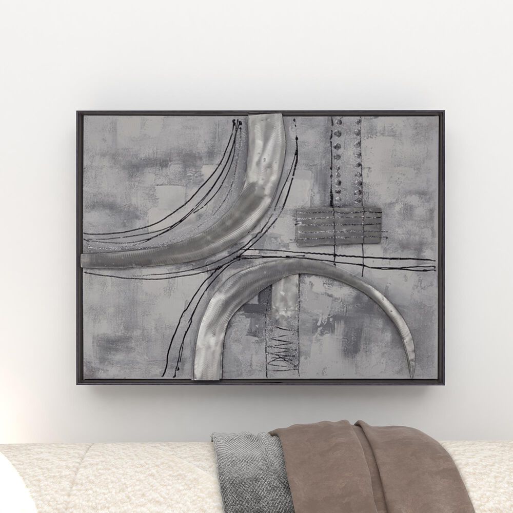 Maple and Jade 30&quot; x 40&quot; Contemporary Abstract Wall Art in Gray, White, Black and Silver, , large