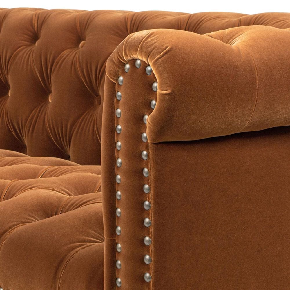 Jennifer Taylor Home Alto Stationary Sofa in Burnt Orange Velvet, , large