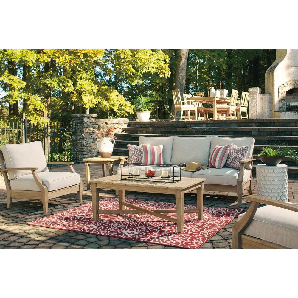 Ashley Clare View Sofa with Beige Cushion in Antique Teak, , large