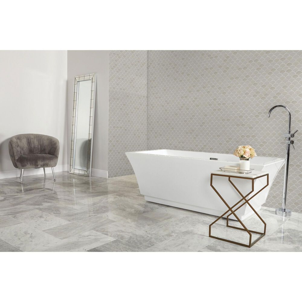 Dal-Tile Miramo Pearl 3&quot; Fan Undulated on 13.25&quot; x 12.75&quot; Ceramic Mosaic Sheet, , large