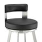 Blue River Flynn 30" Swivel Bar Stool with Black Cushion in Brushed Stainless Steel, , large