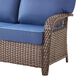 Hearth and Haven Outdoor Sofa with T-back Cushions and Brown Wicker in Blue, , large