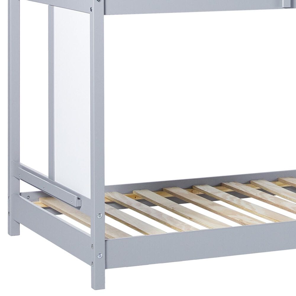 Walker Edison Skyler Twin over Twin Bunk Bed in Grey, , large