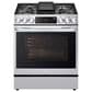 LG 2-Piece Kitchen Package with 6.3 Cu. Ft. Gas Slide-In Range and Microwave in Print Proof Stainless Steel, , large
