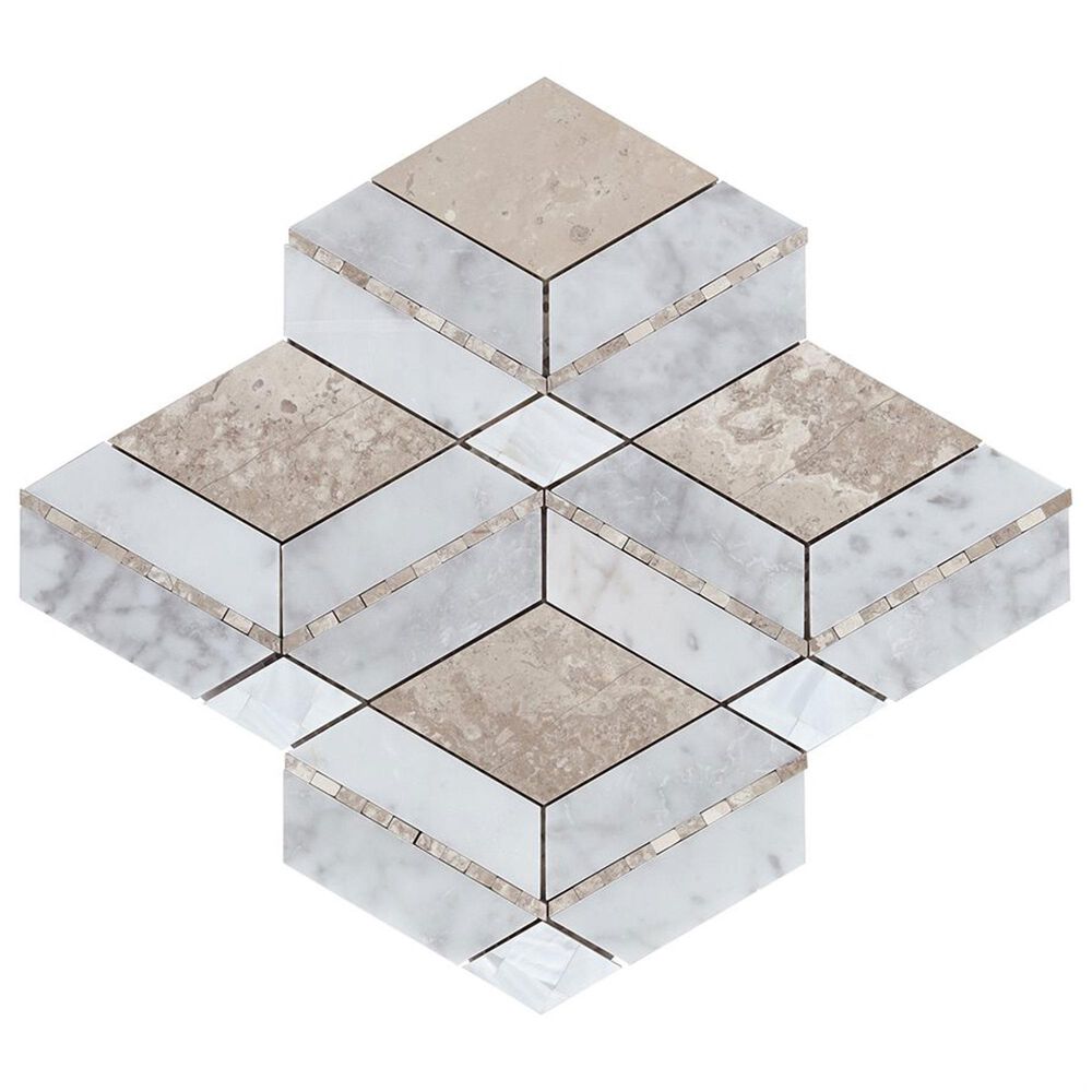 Soho Studio Elaine Champagne 10" x 10" Marble Mosaic Sheet, , large