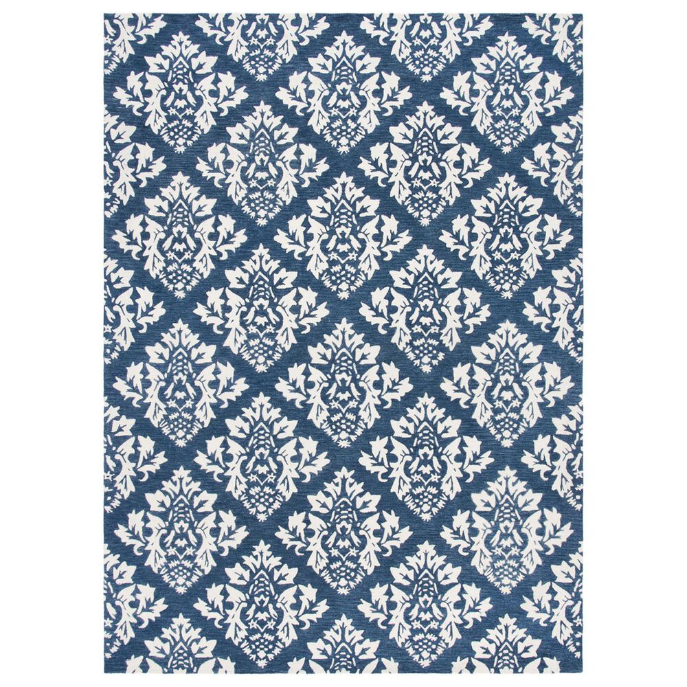 Safavieh Micro-Loop MLP221M 9" x 12" Blue and Ivory Area Rug, , large