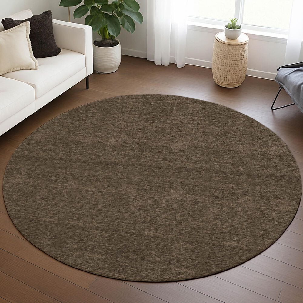 Dalyn Rug Company Soft Essentials Solid Chocolate 8' Round Area Rug, , large