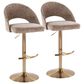 LumiSource Renee Adjustable Swivel Bar Stool with Brown Fabric Upholstery in Gold (Set of 2), , large