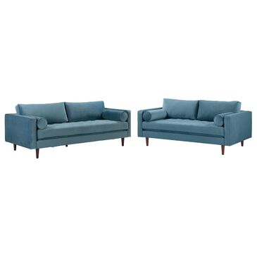 Tov Furniture Cave 2-Piece Living Room Set in Dusty Blue Velvet, , large