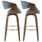 LumiSource Curvini 30" Swivel Barstool with Blue Upholstery in Walnut and Chrome (Set of 2), , large
