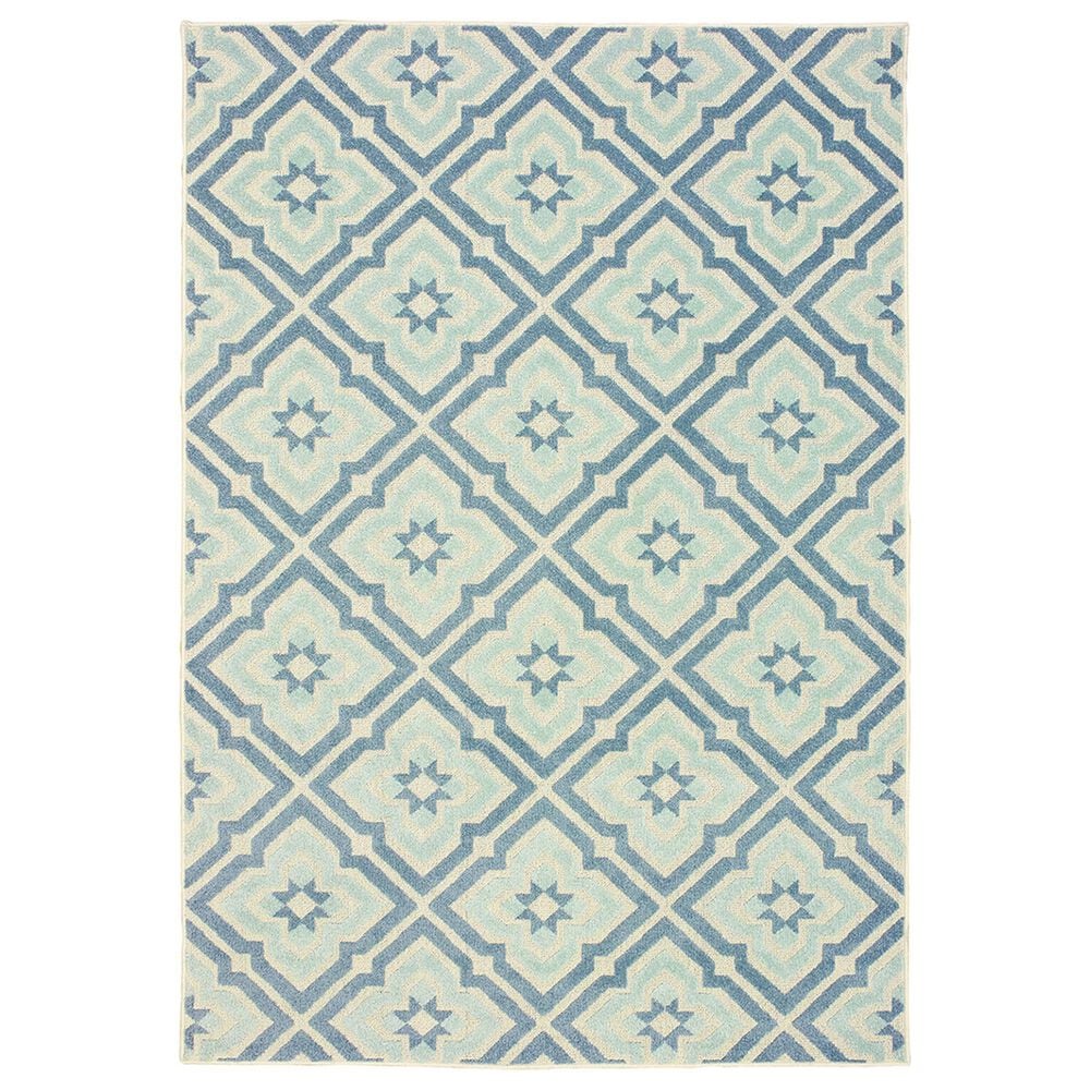 Oriental Weavers Barbados 1801H 9"10" x 10"10" Blue and Ivory Area Rug, , large