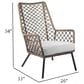 Hearth and Haven MarcoOutdoor Lounge Chair with Light Brown Truffle Rope in Gray, , large